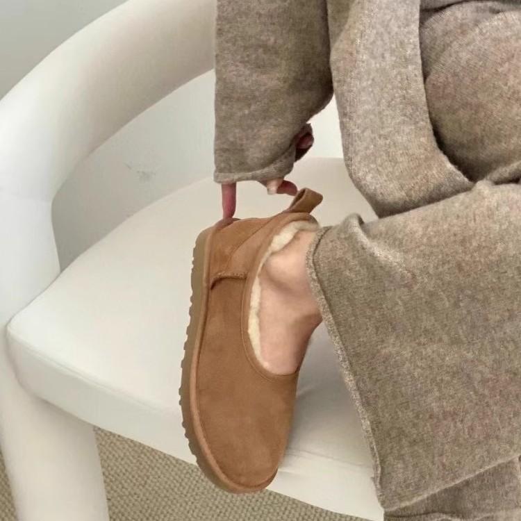 Autumn and Winter New Fur Integrated Snow Boots Female Grandma Shoes Ballet Low Top One Pedal Lazy Shoes Nun Shoes