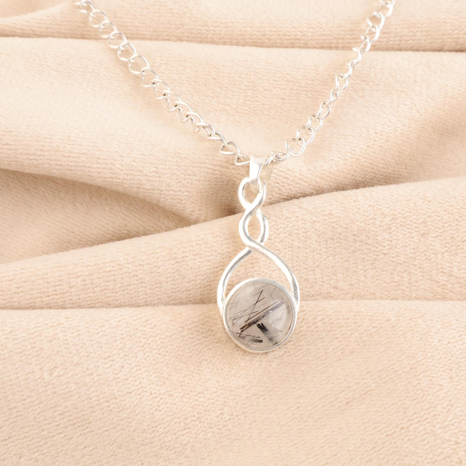 

Black Rutile Gemstone 925 Sterling Silver Jewelry Handmade Pendant Gift For Her CP-25-25