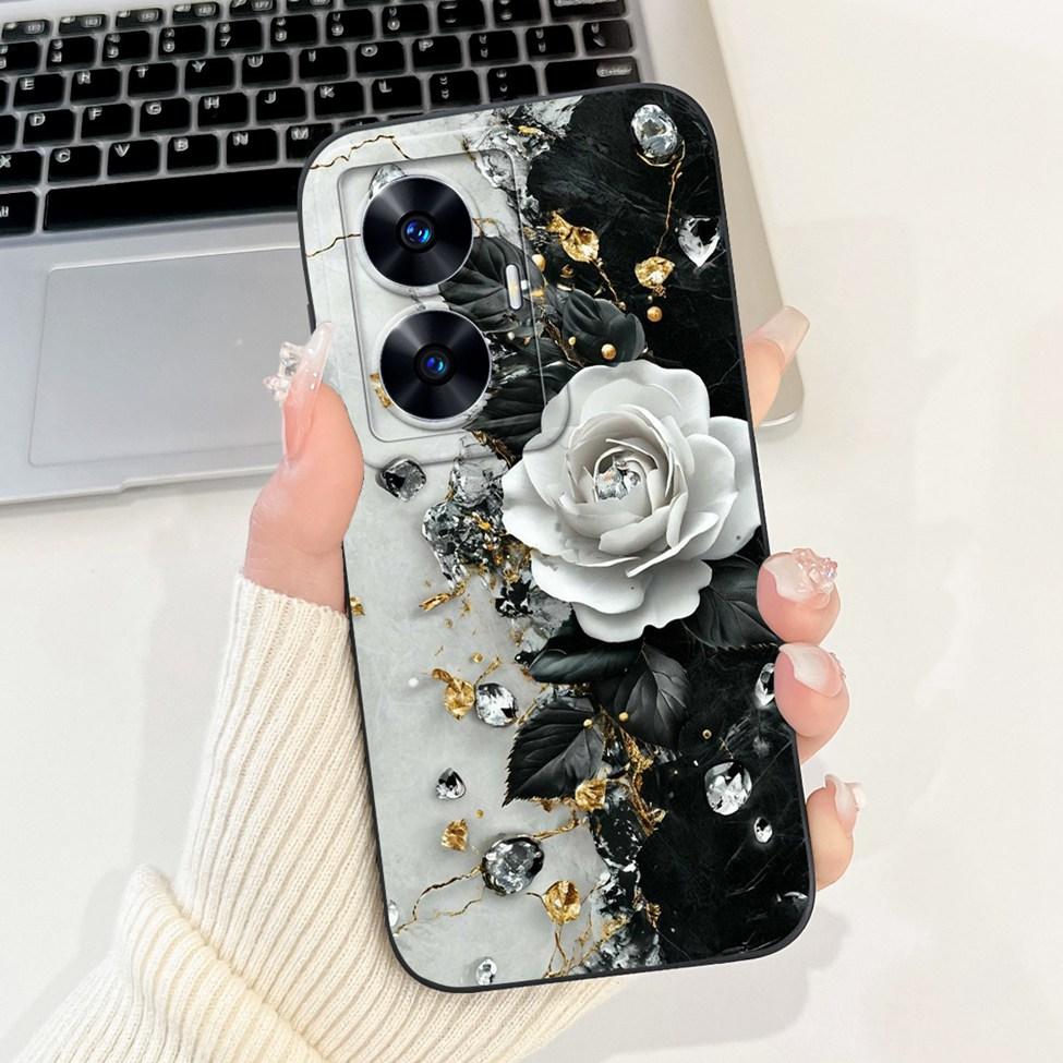 For Realme C55 Case RMX3710 Silicone Cute Cat Fashion Butterfly Flowers Love Painted Cover For Realme Narzo N55 Phone Case Funda