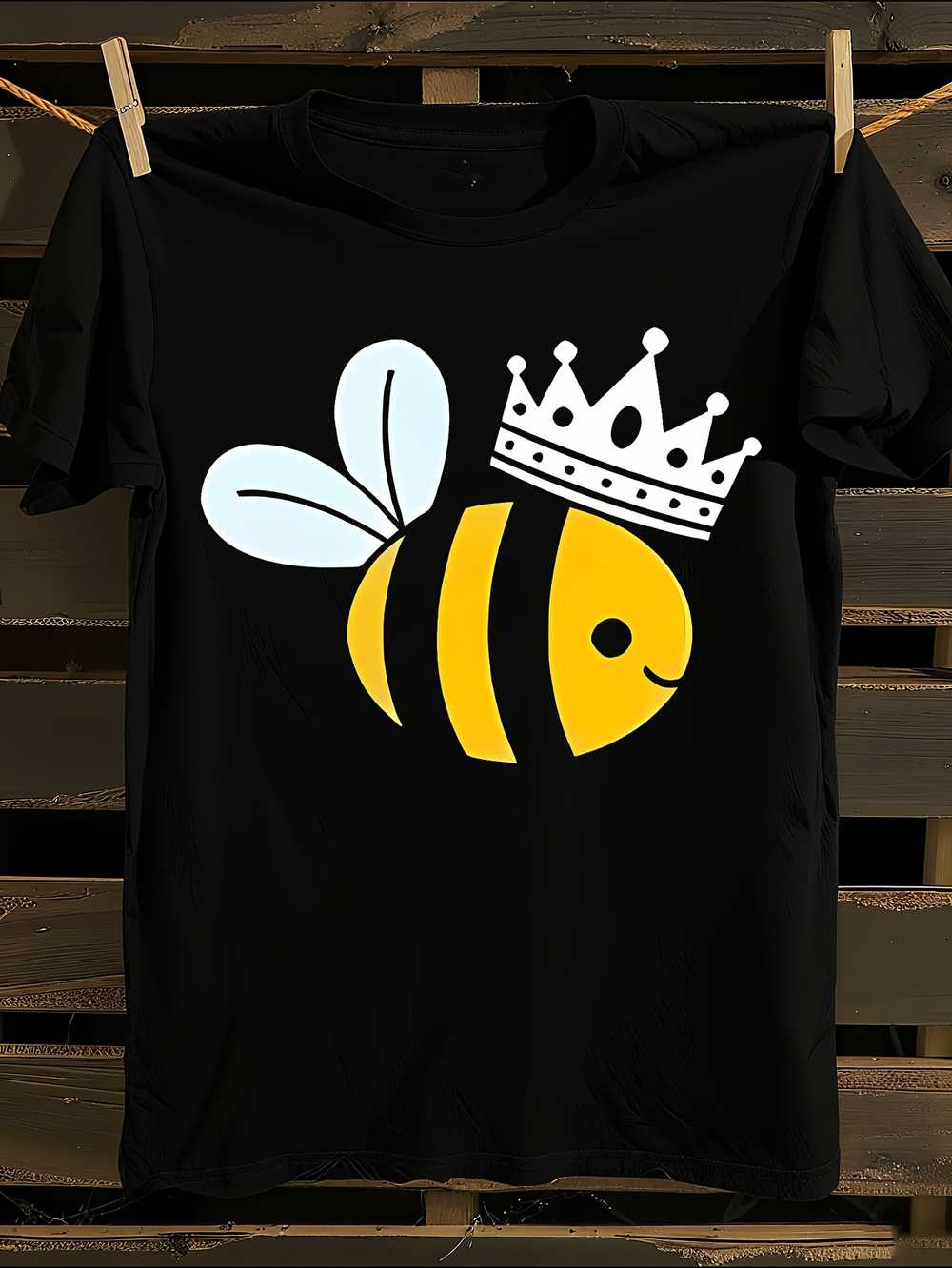 Queen B Queen Bee Plus Size Black Bumble Bee Crown & Queen Bee Logo T-Shirt XL
