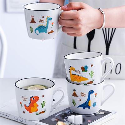 Tazza da caffè in ceramica nordica con animali dei cartoni animati, semplice per la casa, per bambini, in porcellana creativa, simpatico dinosauro, tazza di latte d'avena, tazza da tè per ufficio