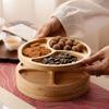 Round Wooden Divided Fruit Tray Multi-cell Food Storage Tray Snacks Server Dish  Serving Platter