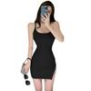 Side Split Zipper Suspender Skirt Children's French Age Reduction Sexy Careful Self-cultivation and Thin Hip-wrapped Pure Desire Dress