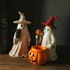 Halloween Ghost Figurine Decoration Resin Pumpkin Spooky Statue Home Ornaments Desktop Bookshelf Holiday Scene Ghost Props Decor