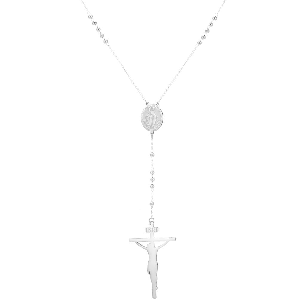 LIKGREAT Virgin Mary Necklace Jesus Cross Sweater Chain Catholic Religious Gift Stainless Steel Jewelry Christmas Gifts