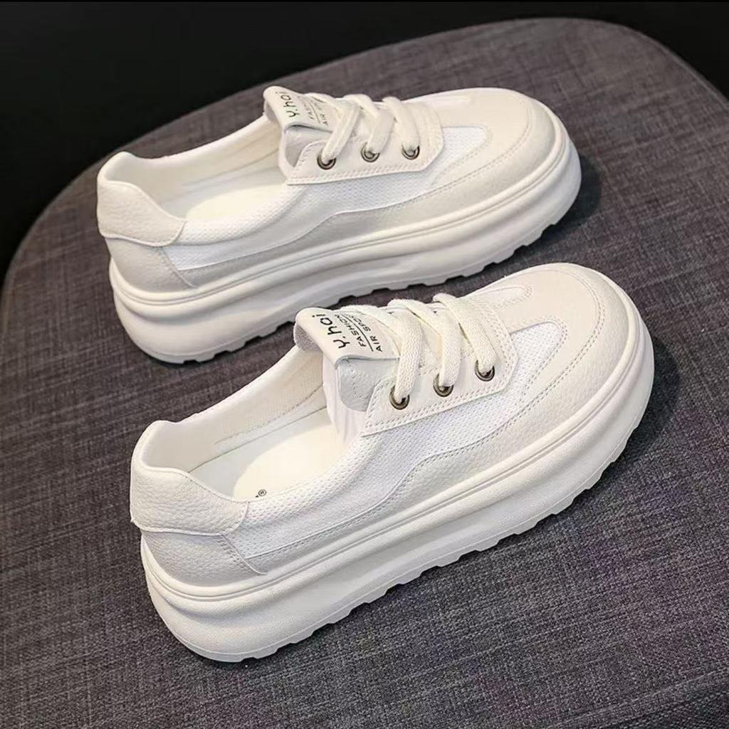 Popular Can Step On Two Thick-soled Sports Board Shoes for Women's 2025 New Spring and Summer Casual Real Soft Leather Little White Shoes Little Whit