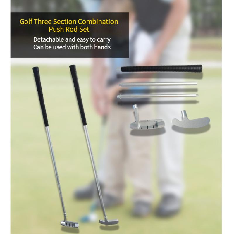 Golf Aluminum Alloy Combination Push Rod Three Section Detachable Portable Single-sided Double-sided Set for Golf Use