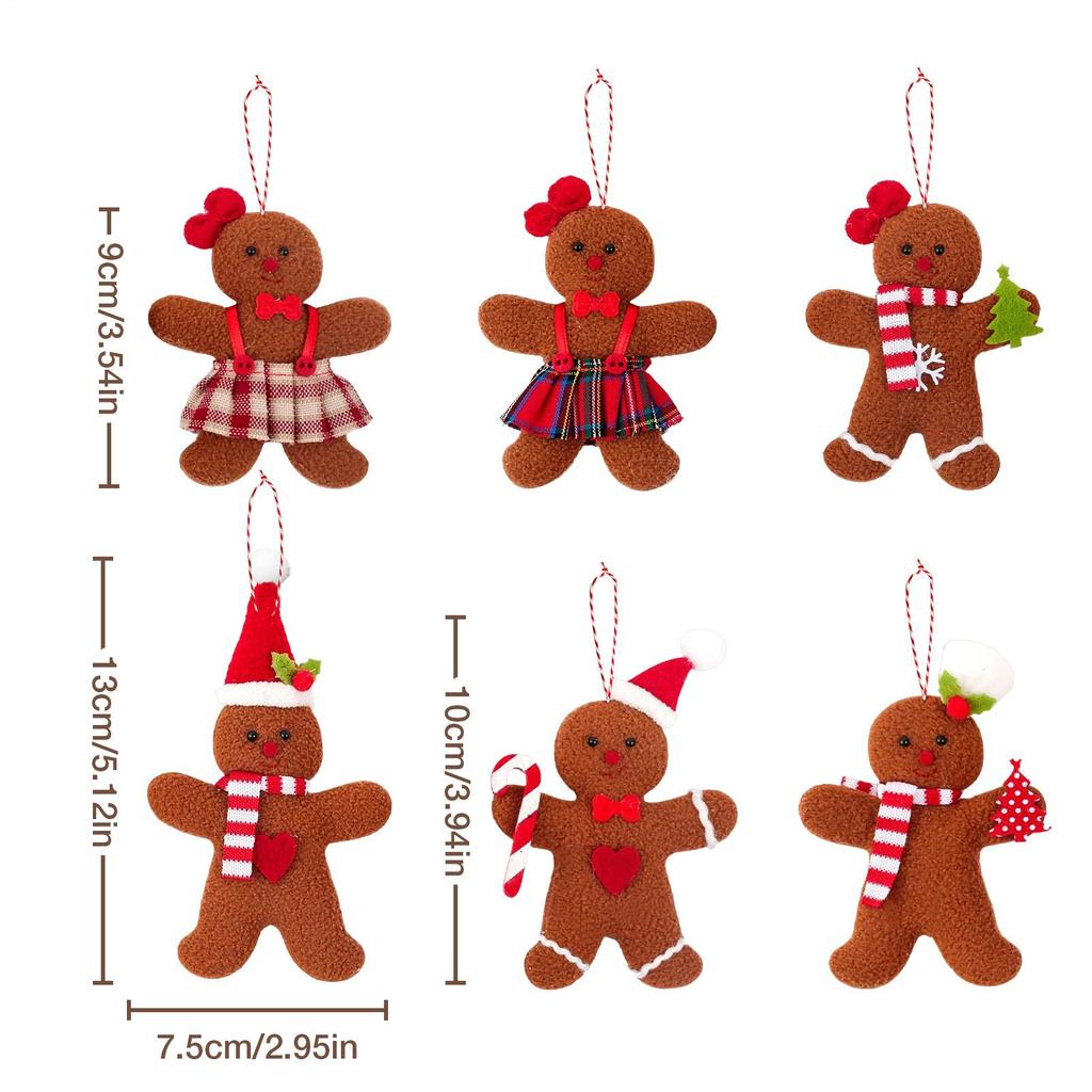 6 Stück Filz-Lebkuchenmann-Anhänger Lebkuchenmann Weihnachtsbaumschmuck Winterurlaub Hausdekoration