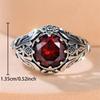 Red Zircon Big Round Stone Vintage Flower Rings For Women CopperColor Engagement Ring Wedding Jewelry Bridal Mother's Day Gifts