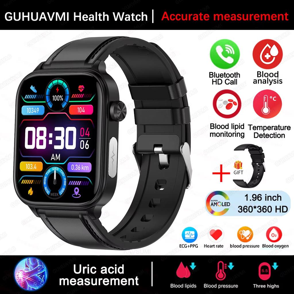 2025 New ECG+PPG Blood Fat Uric Acid Health Smartwatch Men Women Heart Rate Blood Pressure Bluetooth Call Smart Watch for IOS Android