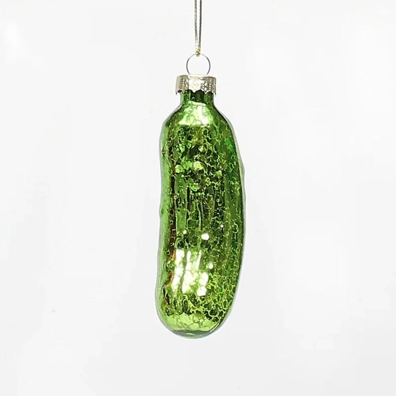 

1pcs Christmas Cucumber Pendant Glass Cucumber Hanging Ornaments Tree Decoration for Bedroom Living Room Craft Pendant Tags 3X10cm