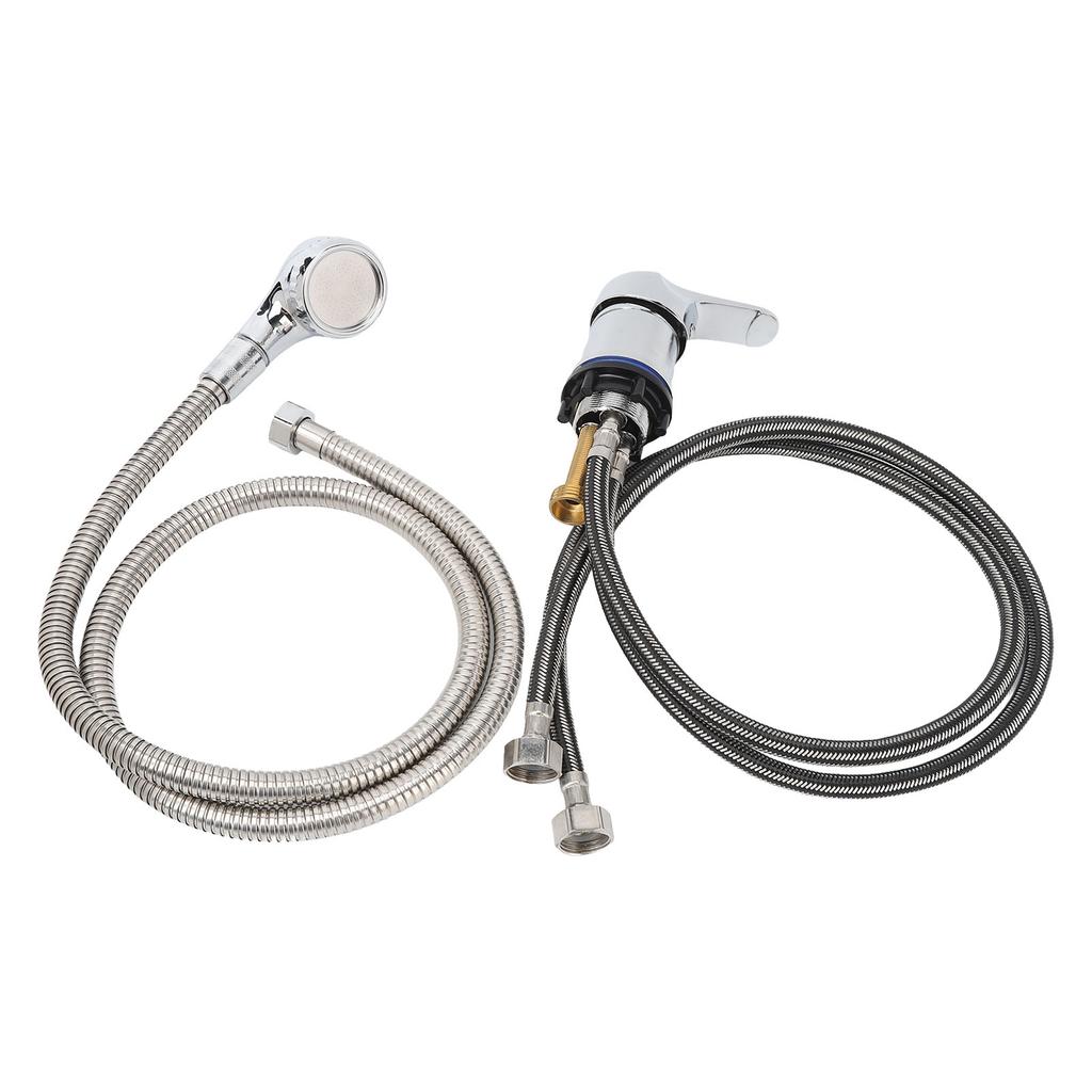 Grifo para Lavabo de Peluquería Mezclador de Agua Caliente Fría Kit de Rociador Tamaño M con Tubo de Grifo de 70 cm Manguera Suave de 120 cm
