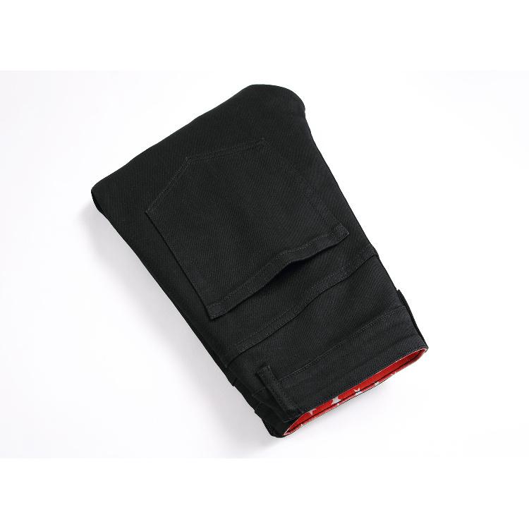 Original European And American Style, Personalized And Colorful Embroidery, Slim Fit And Elastic Flanged Denim Pants