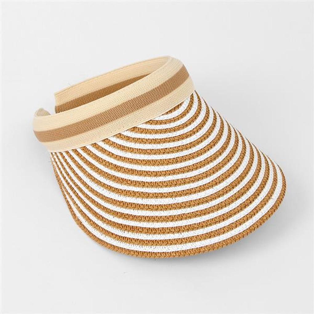 Striped Sun Cap (Brown) / Women's Summer Sun Cap