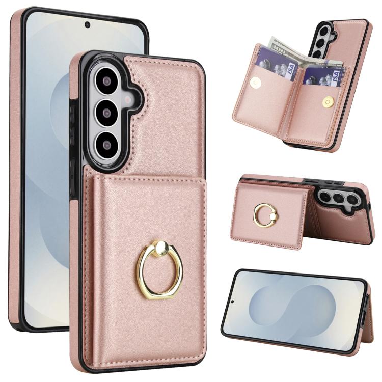 RFID Anti-theft Ring Holder Card Slot Phone Case For Samsung Galaxy S26+ 5G, PU Leather Shockproof Protective Cover