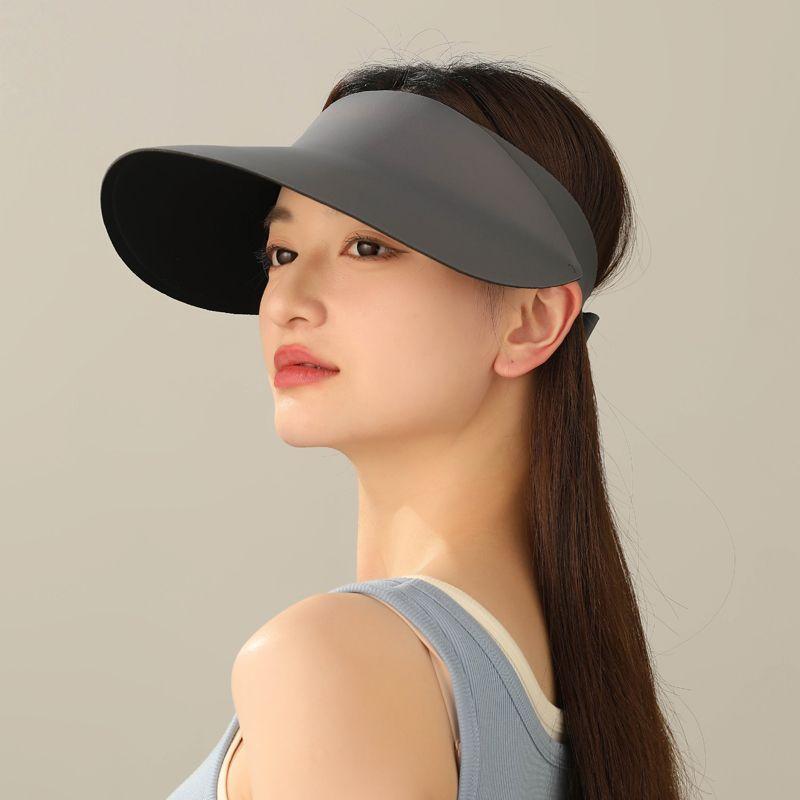 

Summer Outdoor Sports Running Topless Hat Sun Hat with Wide Brim Men s and Women s Seamless One-Piece Quick-Drying Marathon Hat Grey