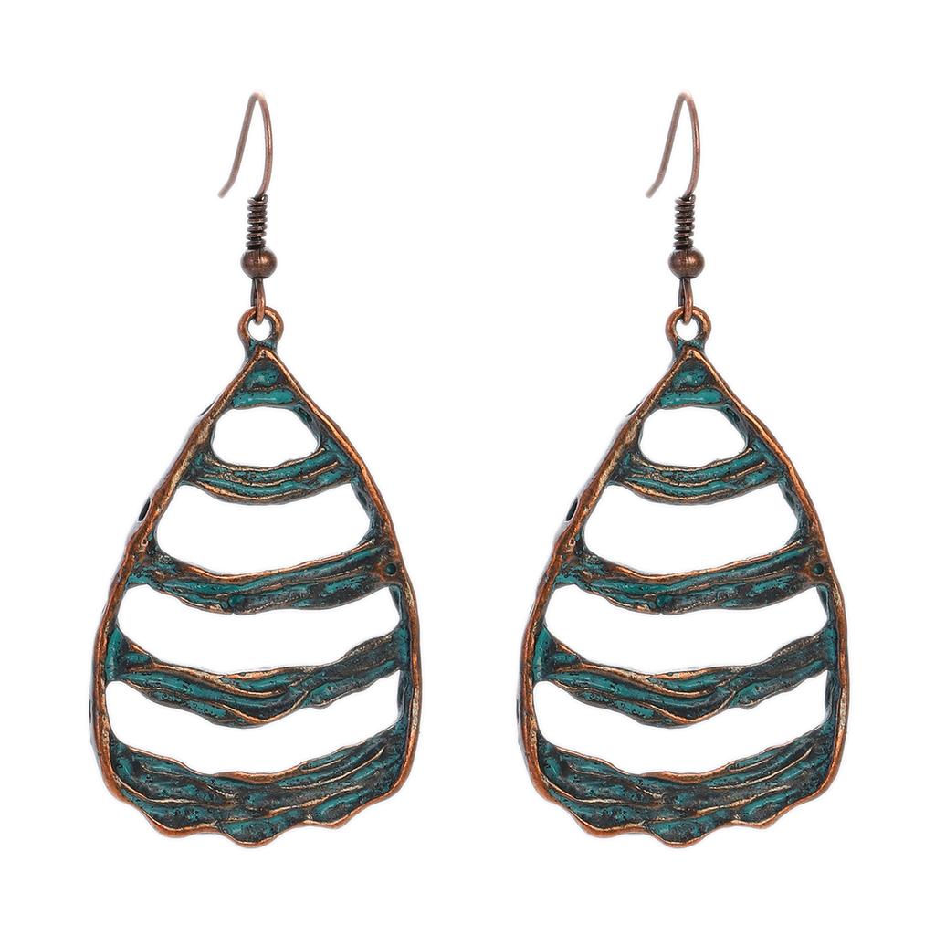 Antique Bronze Metal Earrings Vintage Geometric Round Triangle Dangle Pendientes Earrings Women's Ethnic Indian Jhumka Zircon