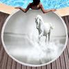 Horse Round Beach Towel,Wild Horse Beach Blanket Shawl Soft Microfiber Cowboys Western Farmhouse Rustic Theme Towel For Picnic