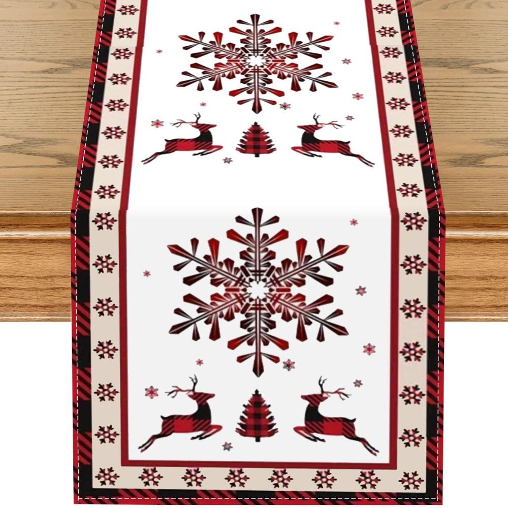 Christmas Snowman Table Runner Linen Home Dining Room Decor Festive Holiday Tablecloth for Living Room