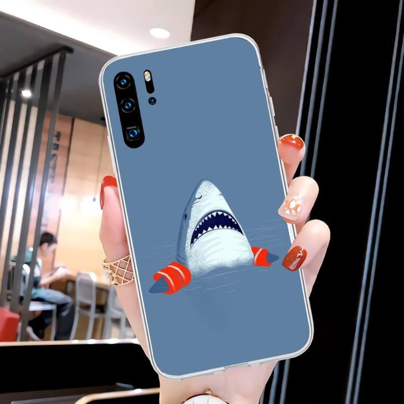 

Прохладный чехол для телефона «Страшная акула» для Huawei P50 P40 P30 Pro Mate 40 30 Pro Nova 8 8i Y7P Honor, прозрачный чехол для телефона Honor 9C