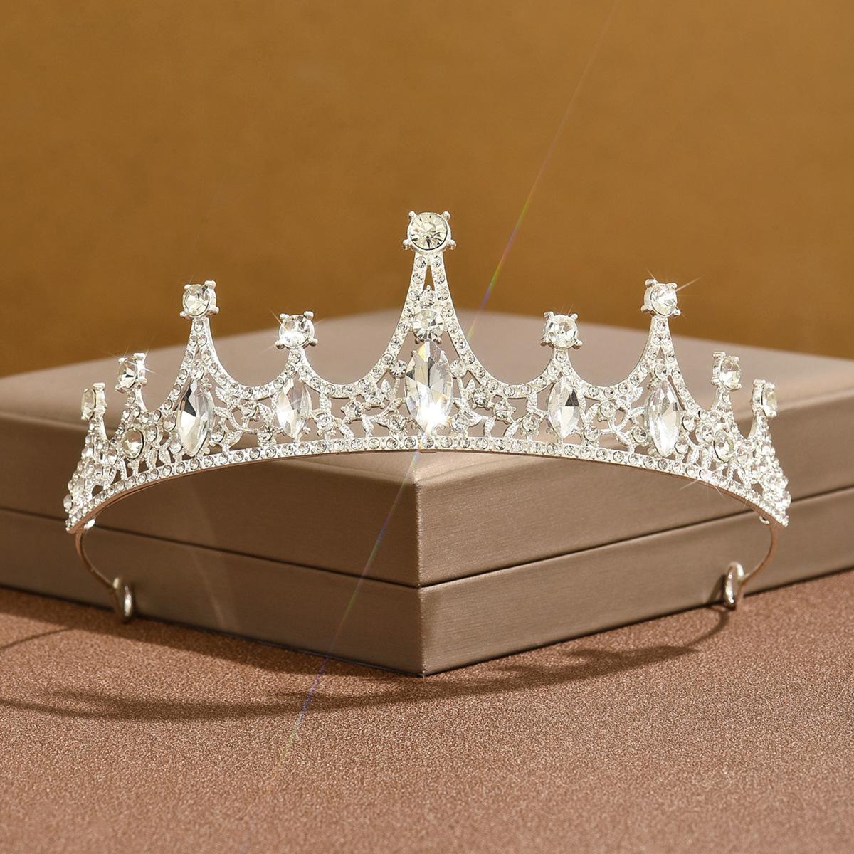 

Super Flash Simple Rhinestone Bridal Crown Earrings Necklace Set Jewelry Wedding Dress Accessories Banquet Jewelry