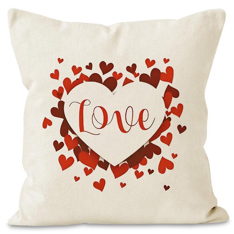 Love Valentine'S Day Print Home Decor Pillowcase Bedroom Living Room Sofa Decoration Polyester Cushion Cover With Zipper