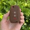 ZAD Silicone Flip Car Key Case Cover Protector Holder For Ssangyong 2015 2016 Tivoli Rexton Korando C 3 Button FOB Key