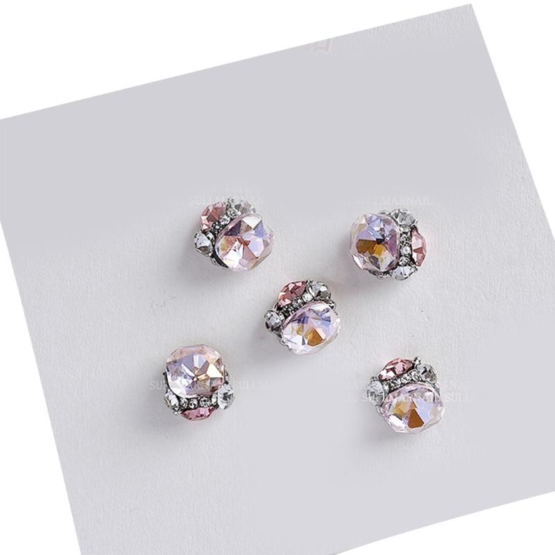Pack of 5 Nails Art Charms 3D Nail Rhinestones Crystal Nail Gems Nails Art Decorations Nail Supplies for Acrylic Nails
