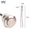 12mm Momentary Push Button Switch 12V Waterproof Power Pushbutton Small Round Chrome Stainless Metal 2pin N/O Switch Cable