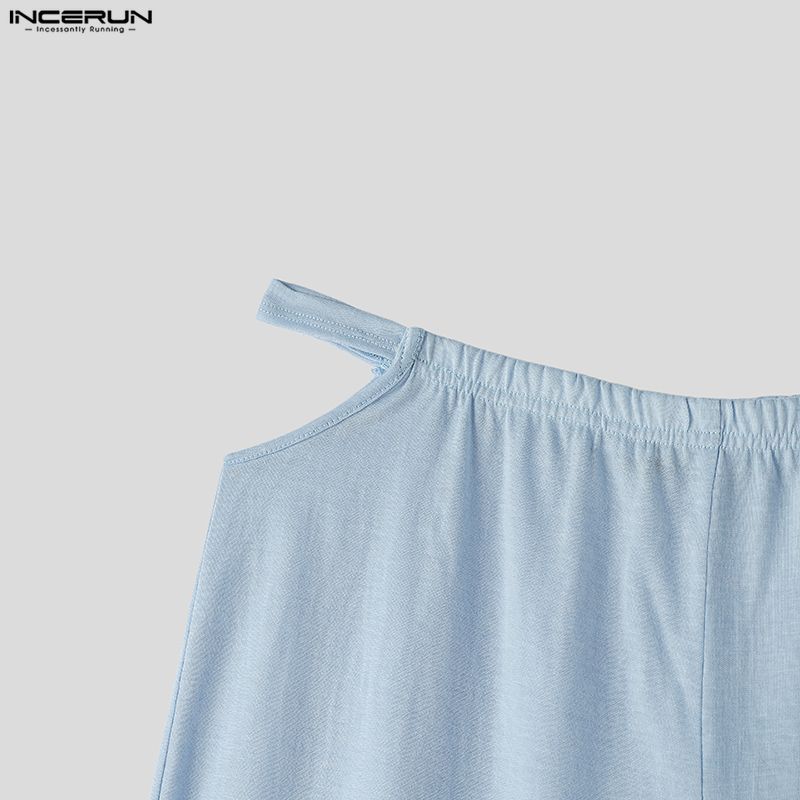 INCERUN Pantaloni Lunghi Casual da Uomo con Vita Elastica e Cut-out Pantaloni da Casa Loungewear