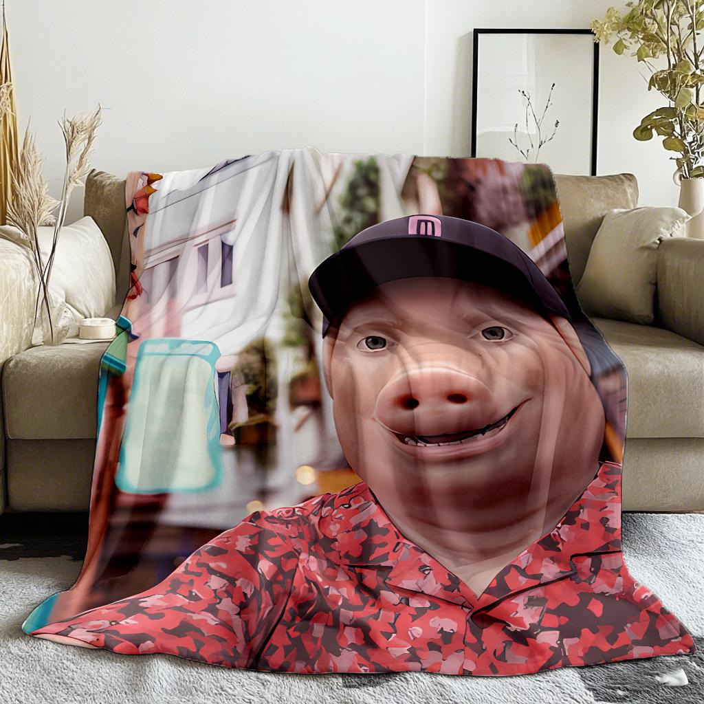 John Pork Is Calling Thin Printed Blanket Accessories Home Blankets Flannel Throw for Sofa,Bed,Travel,Camping,Livingroom,Office