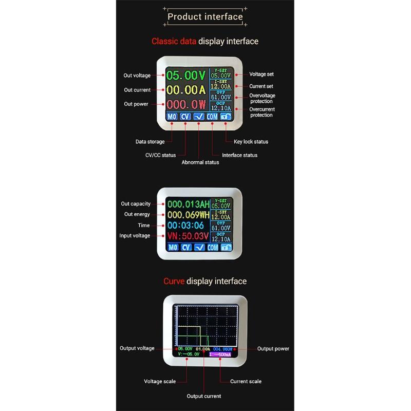 60V 12A Adjustable CNC for DC Power Supply Step-down Power Supply Module Constant Voltage Constant Current LCD Screen
