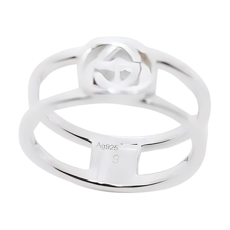 Gucci Interlocking Double G Pattern Ring Unisex jewelry Silver 298036J8400810615