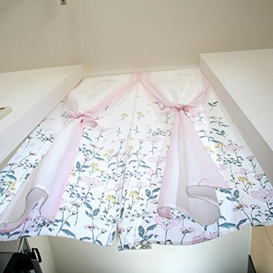 Scandinavian Sunnyday Fabric Noren Powder Approximately 85cm Wide X 150cm Long Stylish, Long, Double-layered Curtain, Pink,