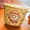 High-value and cute student large instant noodle cup Ceramic instant noodle bowl with lid Dormitory tableware Soup noodle ramen bowl