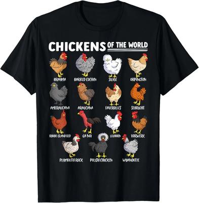 Polli del Mondo Fattoria Animale Amante Educativo Regalo Pollo T-Shirt Unisex