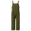 Damen-Overall aus Baumwolle und Leinen, gestreift, weites Bein, Cargohose, lässiger Overall