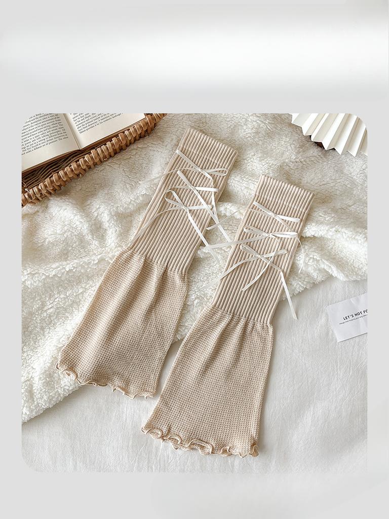 Female Summer Thin Fashion New Trumpet Bow Calf Pile Pile Sock