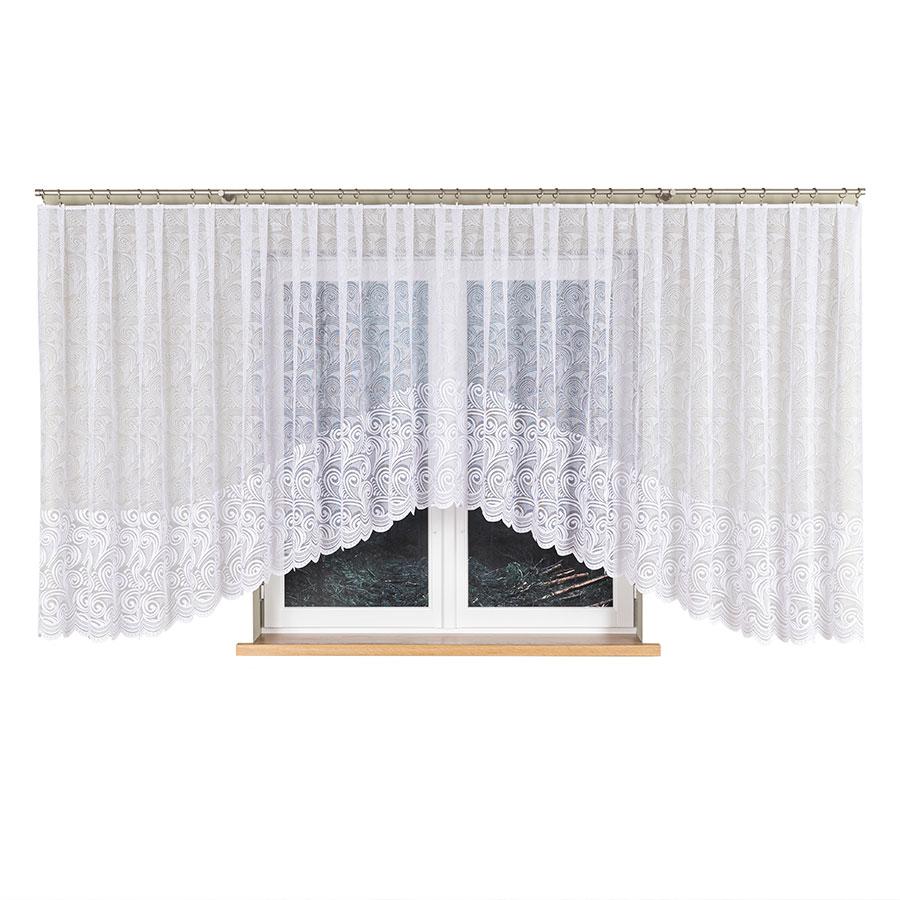 Kinga - Ready-made Jacquard Curtain with Bottom Trim - - White
