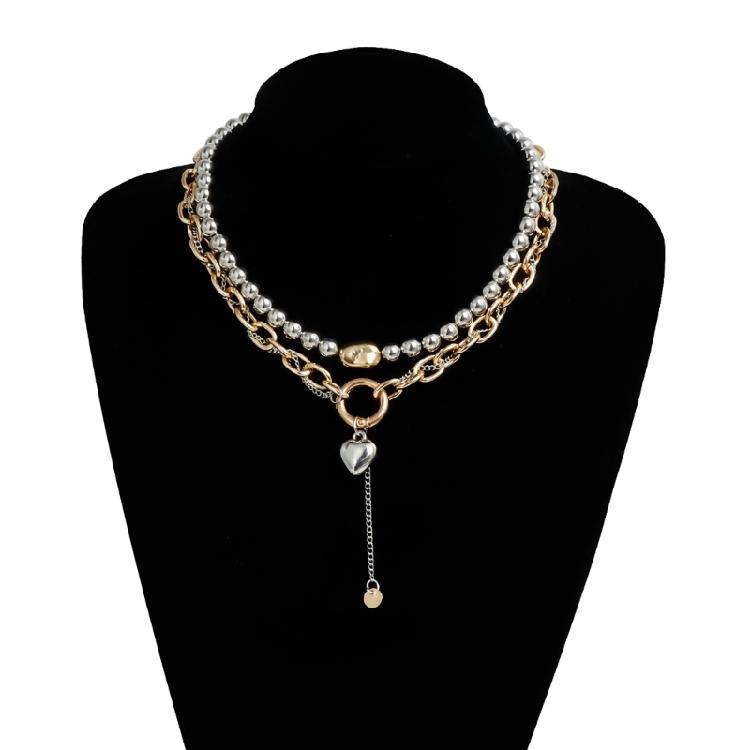 Unique Interlocked Heart Necklace Gold Silver Blended Pendant Layering Chain Jewelry Accessory For Everyday Wear