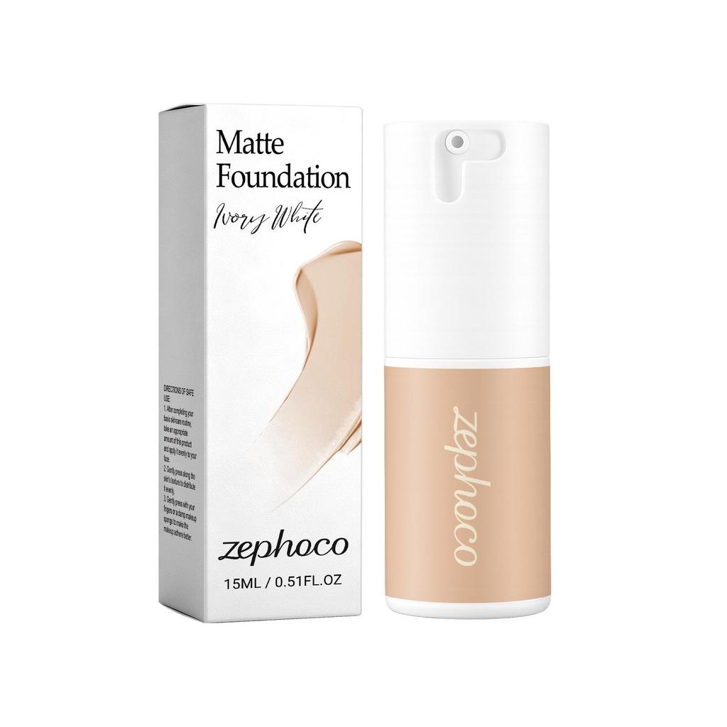 Zephoco Matte Long-Lasting Foundation - Ivory White (Moisturizing, Lightweight, Natural, Translucent, Easy To Blend).
