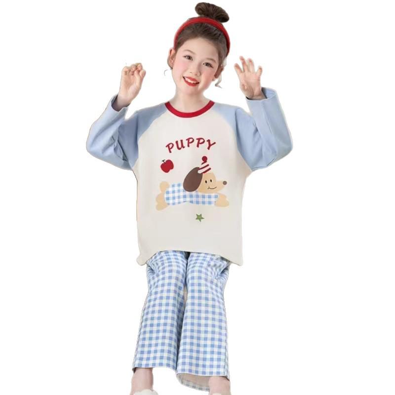New Korean Style Cartoon Long-Sleeve Pajama Set for Girls