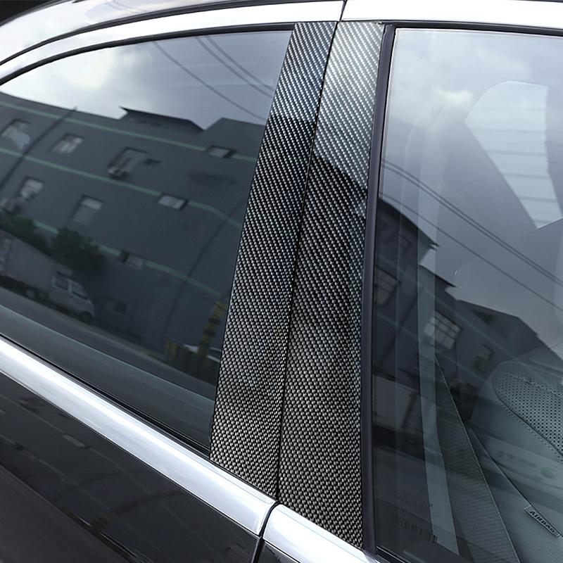 

6pcs For Mercedes Benz GLK Class 2008 2009 2010 2011 2012 2013 Car Carbon Fiber Window B-pillar Molding Decor Cover Trim