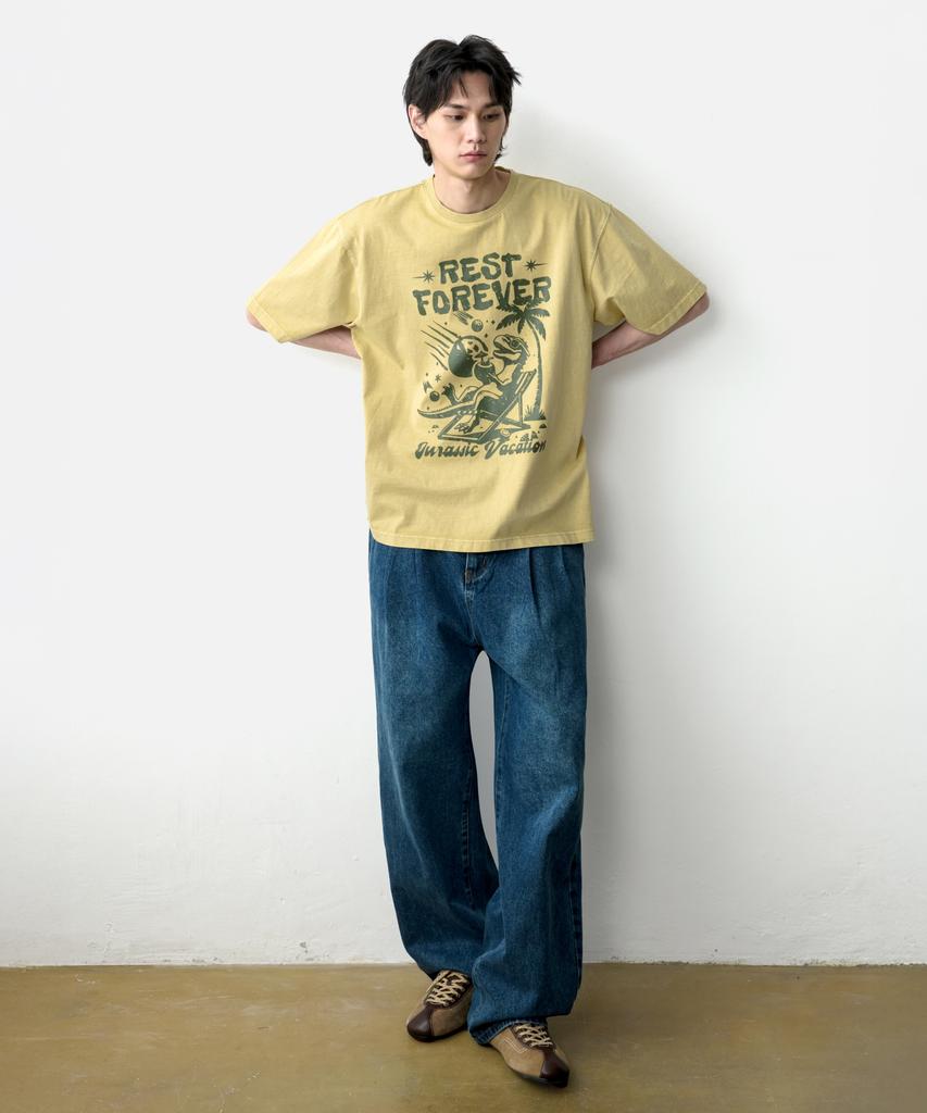 GROOVE RHYME Front Pintuck Washed Wide Denim Pants - 4 Colors