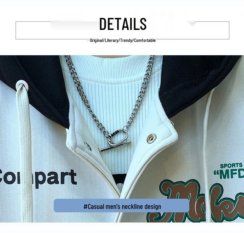 Frühlings- und Herbst-Kapuzen-Freizeitjacke für Herren und Teenager - 65% Baumwolle, Baseball-Stil für Mittelschüler