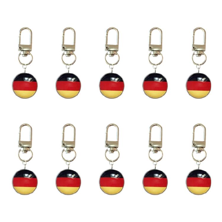 10PCS/Lot Trend Football Keychains Feature Bright Country Flags Rustproof Alloy And Glass Backpacks Decoration