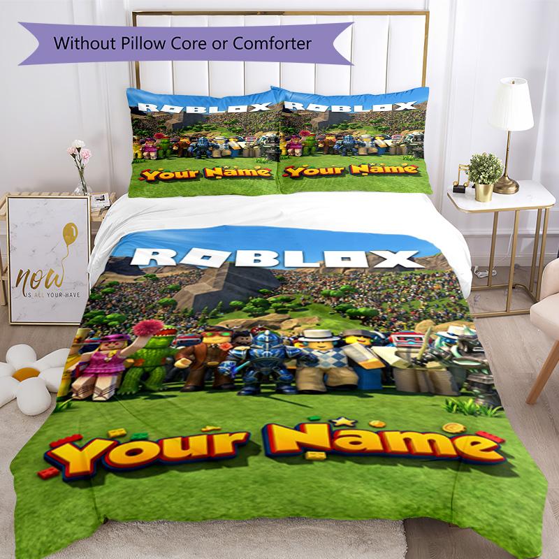 Roblox Customizable Name Bed Sheet Set Design for Study room Machine Washable Custom Room Decor Birthday/Christmas GiftSpiritual Gift