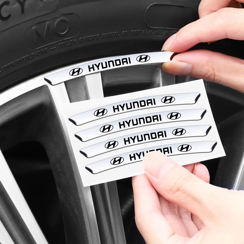 4pcs Car Wheel Rim Stickers Auto Tire Emblem Decor Decal Accessories For Hyundai Genesis N-LINE I10 I20 I30 I40 IX20 IX35 Kona XX6