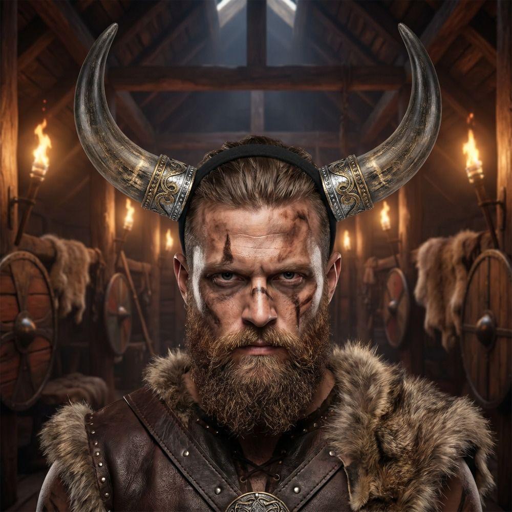 Viking Halloween Horns Headband Ox Horn Halloween Hair Hoop Cosplay Hairband Masquerade Party