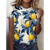 Damen Sommer Zitronenbaum Kurzarm 3D Digitaldruck Frisch Vollbedrucktes Kurzarm-T-Shirt für Frühling und Sommer